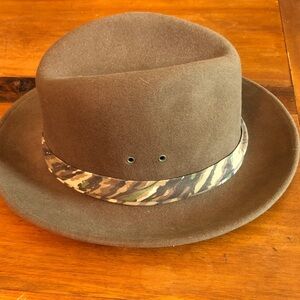 Classic Brown Fedora with Camouflage Band